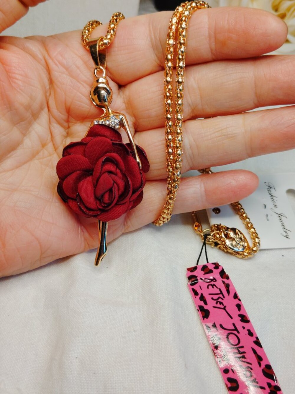 Betsey Johnson Ballerina Rose Pendant Necklace - Picture 8 of 8